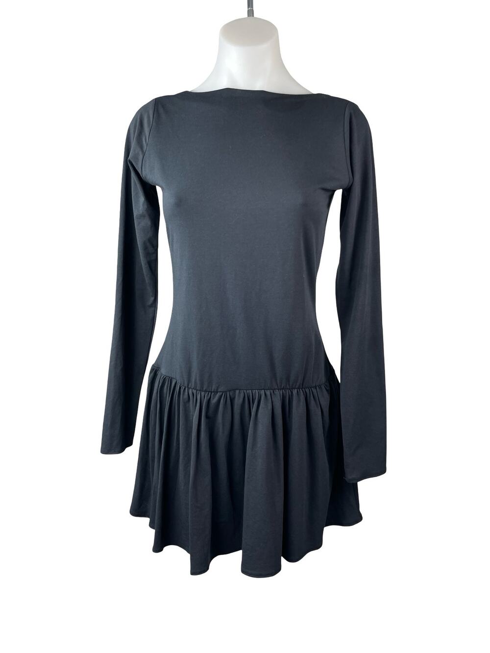 Abercrombie & Fitch Black Long Sleeve Open Back Fit & Flare Mini Dress Size M